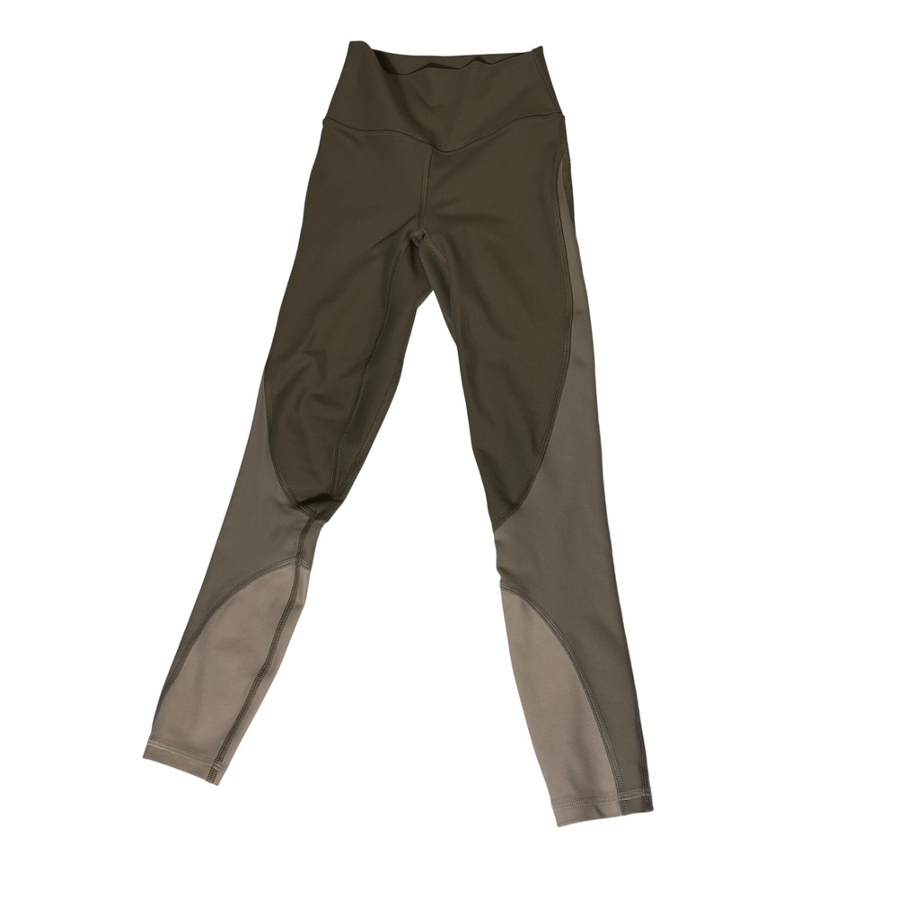 YPB sculptLUX High Rise Colorblock Leggings Olive Tan XXS Short Abercrombie